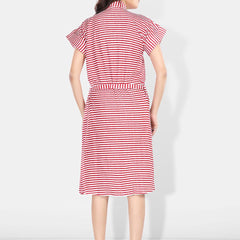 Be You Red Striped Cotton Drawstring Knee Length Bath Robe-2XL