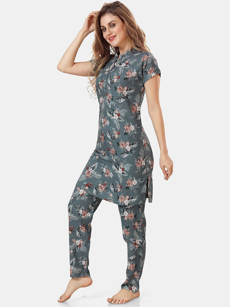 Be You Printed Kurta With Pyjama Night Suit