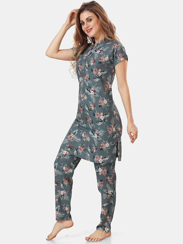 Be You Printed Kurta With Pyjama Night Suit