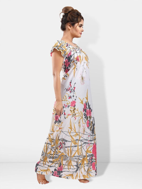 Be You Floral Printed Satin Maxi Nightdress