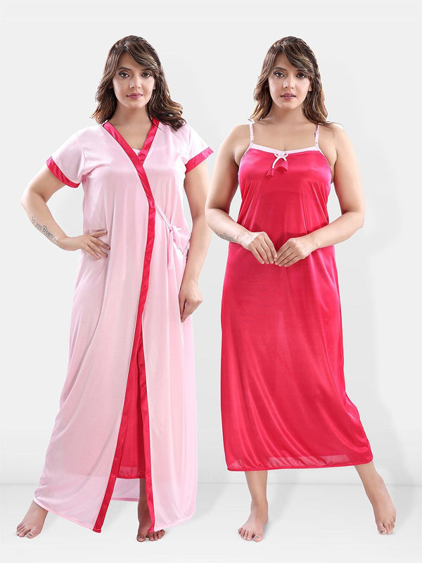 Be You Shoulder Straps Satin Maxi Nightdress with Robe