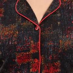 Be You Pack Of 2 Lapel Collar Abstract Printed Night Suits