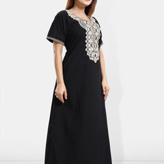 Be You Ethnic Motifs Embroidered Maxi Nightdress