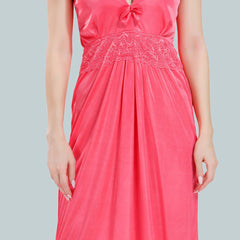 Be You V-Neck Lace Up Details Satin Maxi Nightdress With Robe