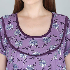 Be You Women Printed Maternity Maxi Nightdress