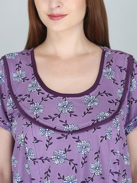 Be You Women Printed Maternity Maxi Nightdress
