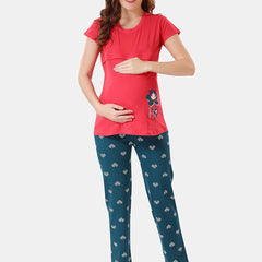 Be You Floral Printed Feeding Maternity Night Suit