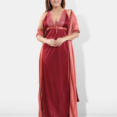 Be You V-Neck Satin Maxi Wrap Nightdress With Robe