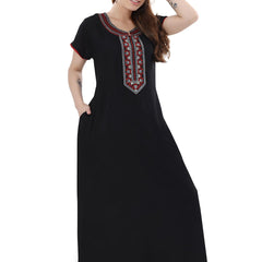 Be You Black Embroidered Maxi Nightdress