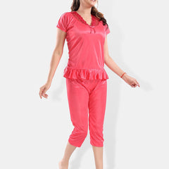Be You V-Neck Satin Night Suit With Robe
