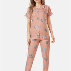 Be You Floral Printed Shirt And Pyjama Night Suit