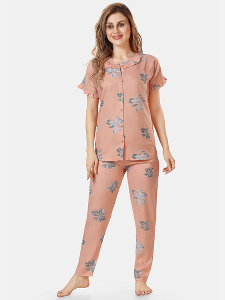 Be You Floral Printed Shirt And Pyjama Night Suit