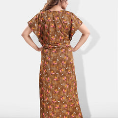 Be You Floral Printed Satin Maxi Kaftan Nightdress