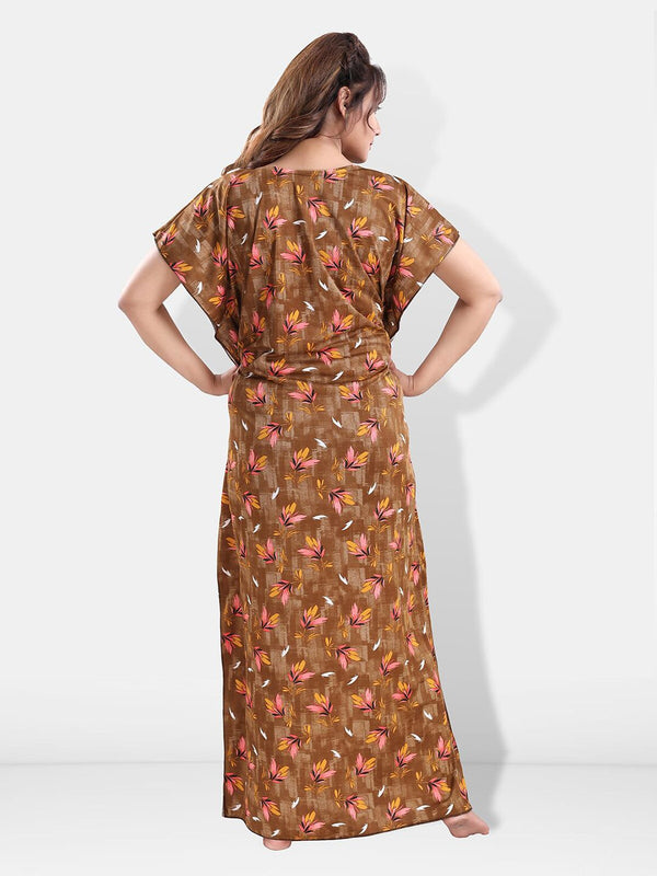 Be You Floral Printed Satin Maxi Kaftan Nightdress