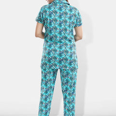 Be You Geometric Printed Lapel Collar Night Suit