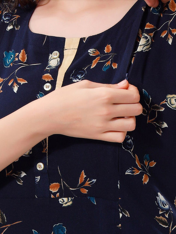 Be You Women Floral Printed A-Line Maternity Kurta
