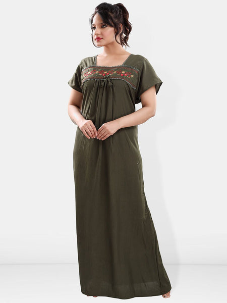 Be You Floral Embroidered Square Neck Maxi Sweat Nightdress