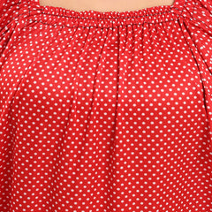 Be You Polka Dots Printed Square Neck Satin Maxi Nightdress