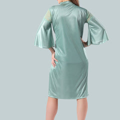 Be You Green Solid Satin Nightdress