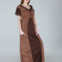 Be You Women Printed Satin Maxi Nightdress