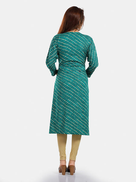 Be You Leheriya Printed Round Neck Kurta