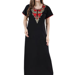 Be You Black Embroidered Maxi Nightdress
