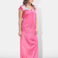 Be You Floral Printed Maxi Satin Nightdress With Robe