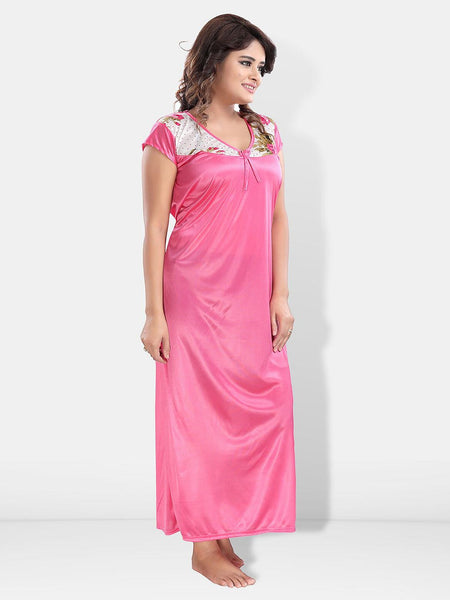 Be You Floral Printed Maxi Satin Nightdress With Robe