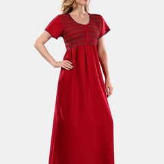 Be You Maroon Round Neck Maxi Nightdress