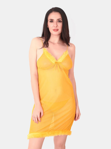 Be You Sleeveless Net Nightdress With Robe