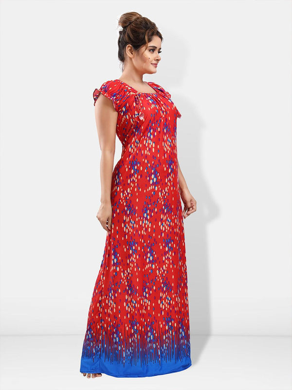 Be You Polka Dots Printed Satin Maxi Nightdress
