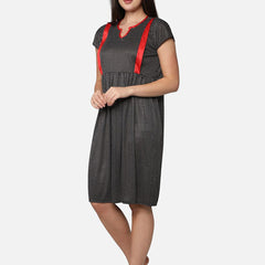 Be You Black Printed Nightdress