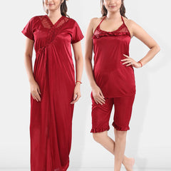 Be You Satin Night Suit With Robe