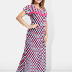 Be You Printed Satin Maternity Feeding Maxi Nightdress