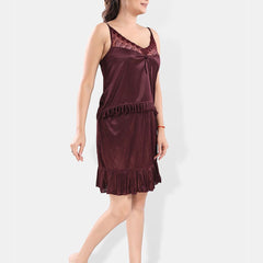 Be You Shoulder Straps Satin Night Suit With Robe