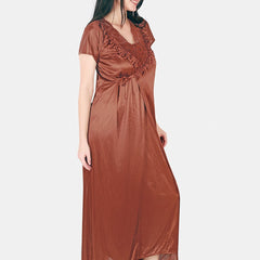 Be You Floral Lace Shoulder Straps Satin Maxi Nightdress With Robe