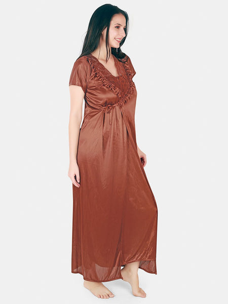 Be You Floral Lace Shoulder Straps Satin Maxi Nightdress With Robe