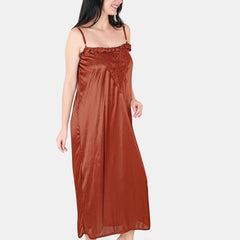 Be You Floral Lace Shoulder Straps Satin Maxi Nightdress With Robe