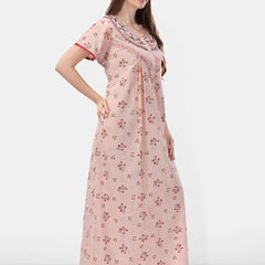 Be You Printed And Embroidered Maxi Nightdress