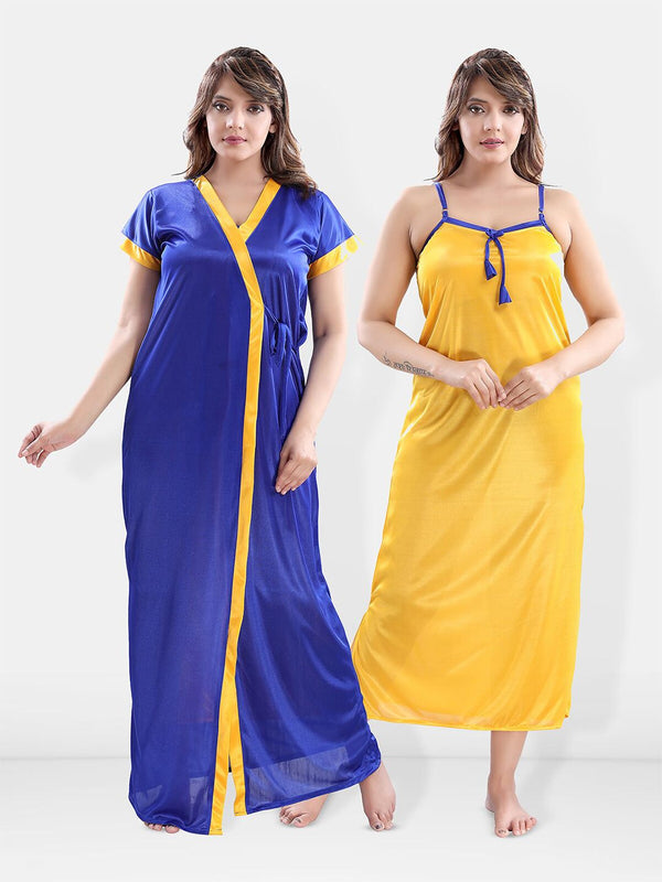 Be You Shoulder Straps Satin Maxi Nightdress with Robe
