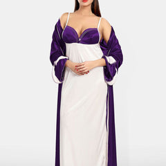 Be You Women Satin Nighty with Robe Nightdress