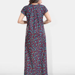 Be You Printed Satin V-Neck Maternity Maxi Nightdress