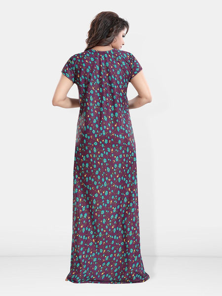 Be You Printed Satin V-Neck Maternity Maxi Nightdress