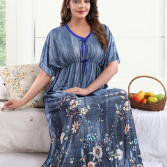 Be You Floral Printed Satin Maxi Kaftan Nightdress