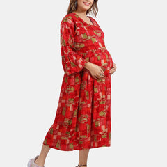 Be You Abstract Printed A Line Maternity Dress