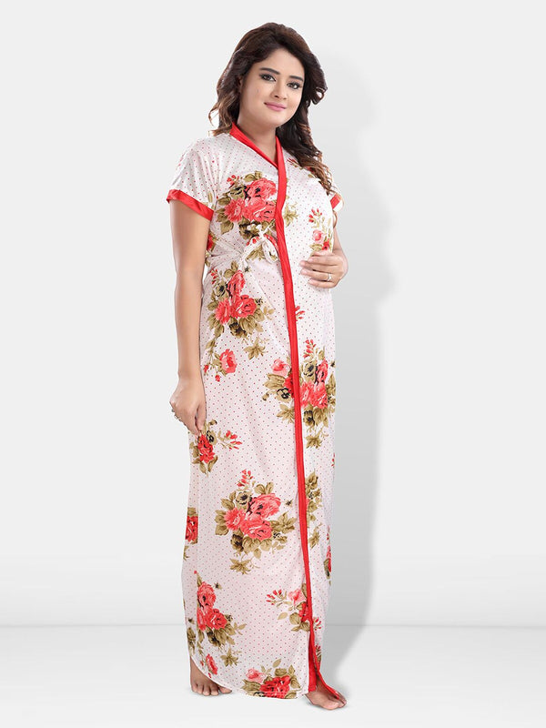 Be You Floral Printed Satin Maxi Nightdress with Robe