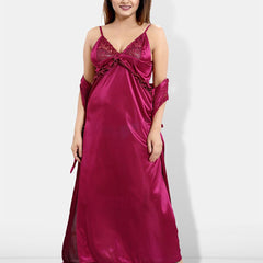 Be You Pack Of 6 Satin Maxi Wrap Nightdress With Lingerie Set