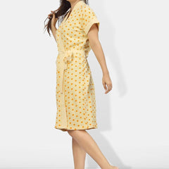 Be You Women Printed Cotton Anti-bacterial Super Soft Bath Robe With Belt