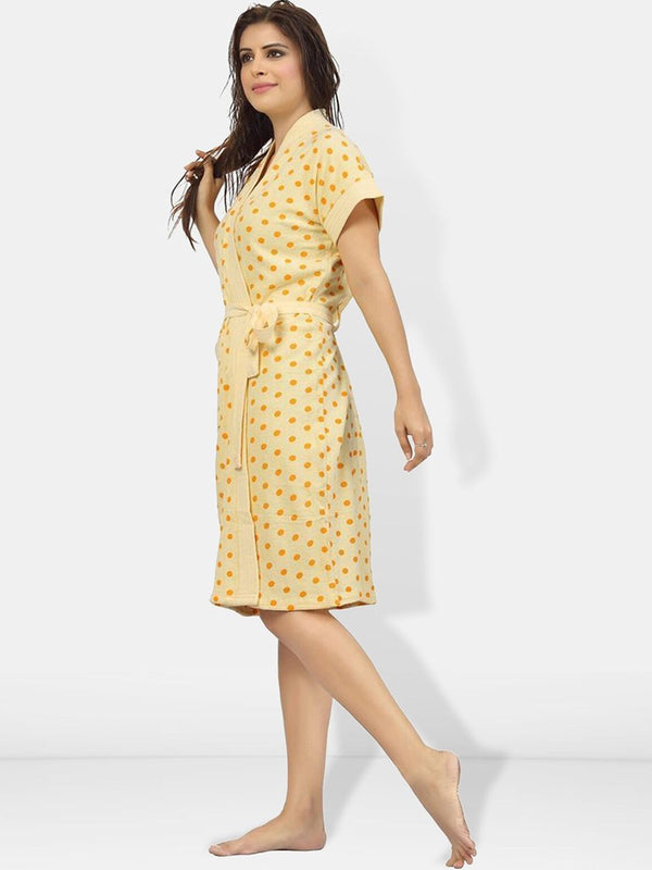 Be You Women Printed Cotton Anti-bacterial Super Soft Bath Robe With Belt