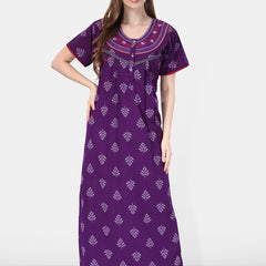 Be You Printed And Embroidered Maxi Nightdress